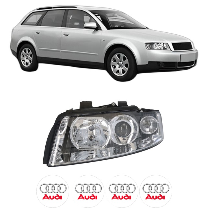 Far Stanga Fata AUDI A4 B6 Avant (8E5) din 2001-2004, Auto, TYC, 4x Stickere auto cu AUDI