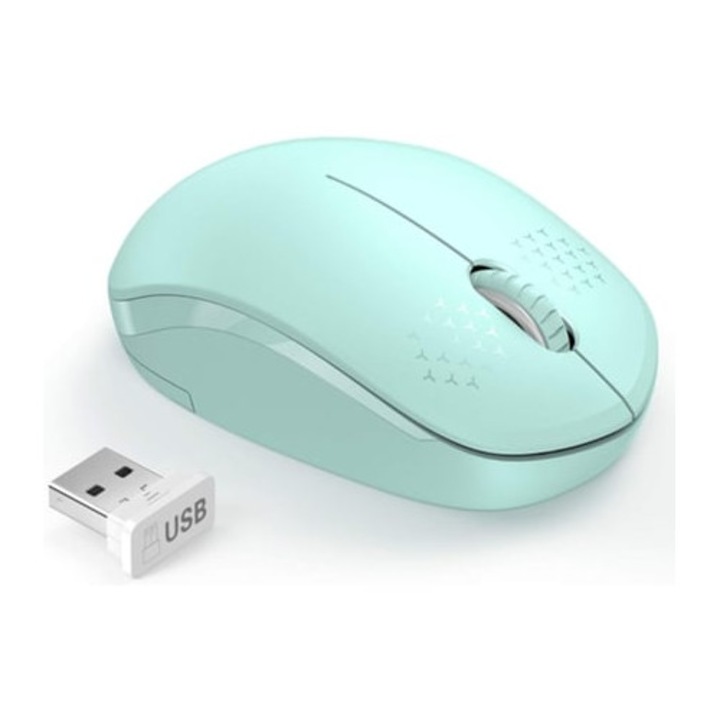 Mouse wireless 2.4Ghz, mint green, pentru computer, tableta sau laptop