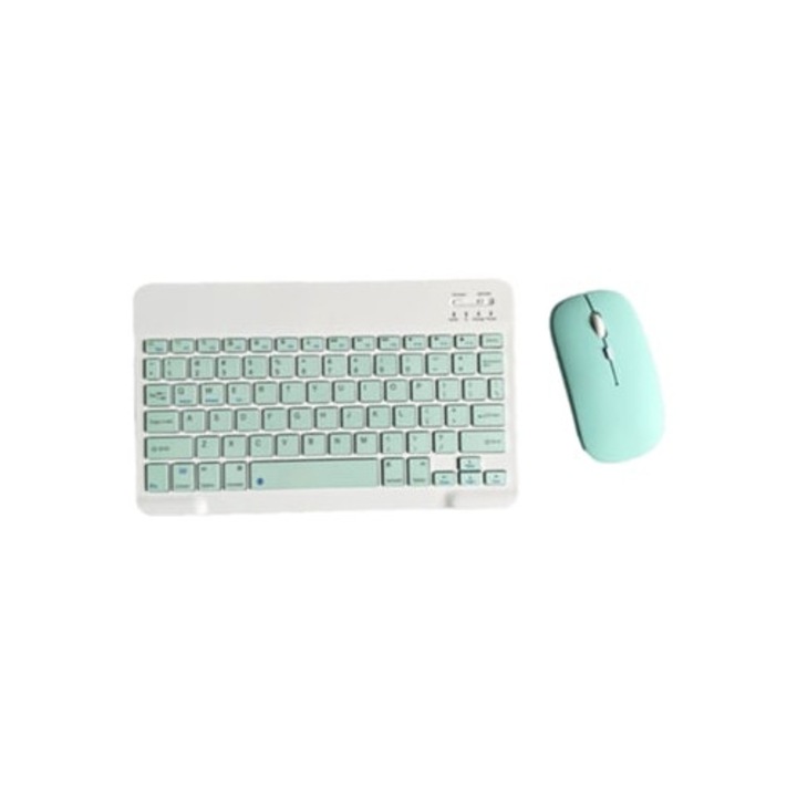 Set tastatura si mouse Bluetooth reincarcabil, ultra-subtire, portabil, pentru tableta Android, Windows, telefon mobil, iPad, iOS