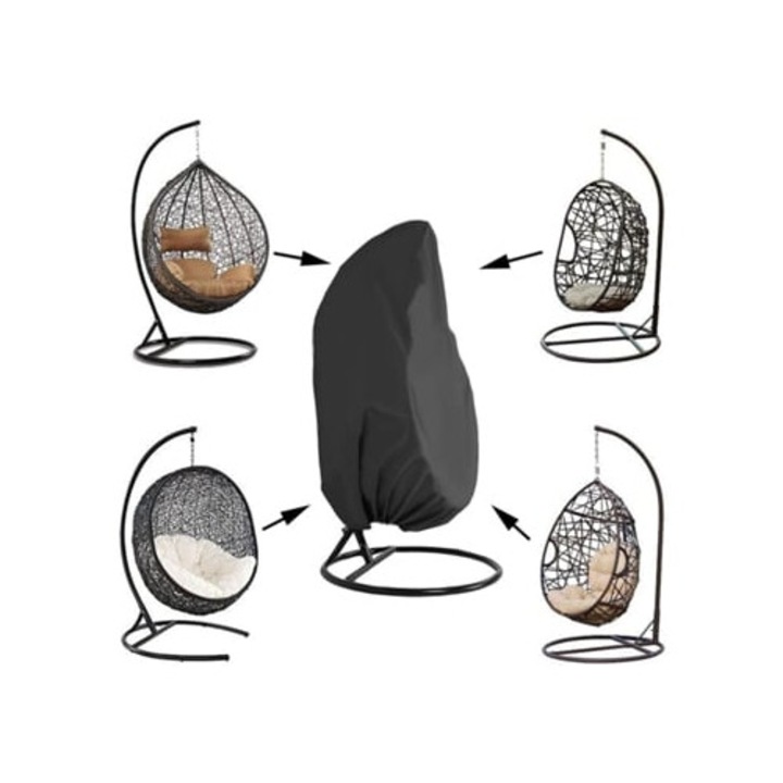 Husa pentru scaun suspendat in forma de ou, material Oxford 210d, impermeabil, cu snur ajustabil, pentru protectie in aer liber