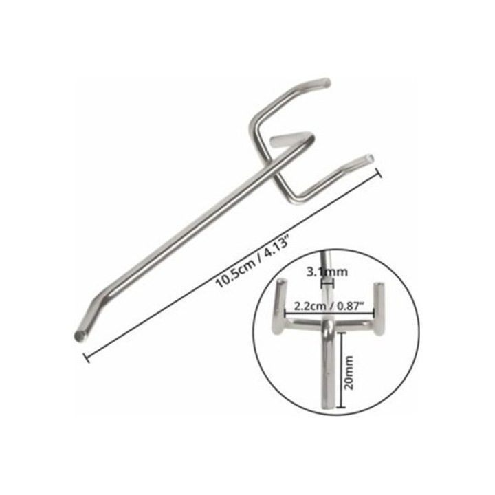 Set 50 carlige din otel 10.5cm pentru organizarea uneltelor pe mese de lucru si rafturi