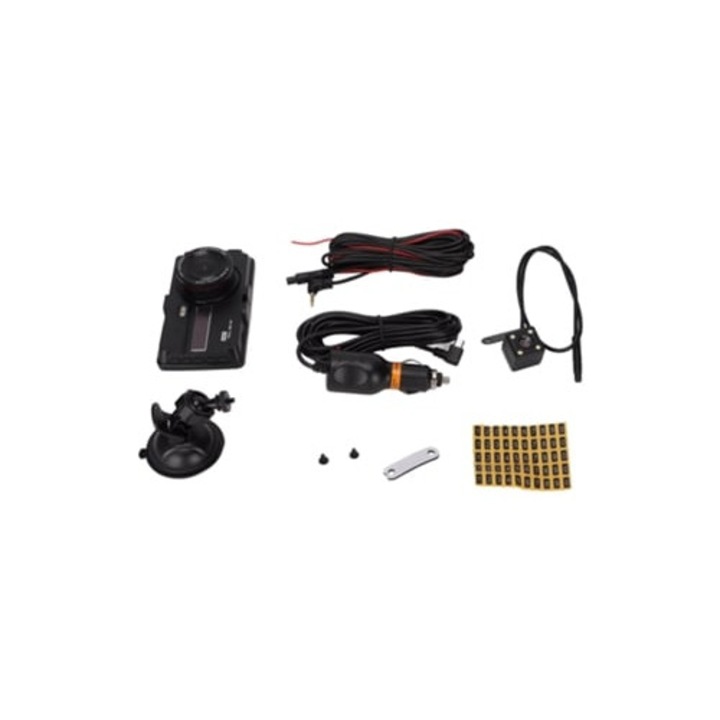 Camera auto DVR 1080P FHD cu viziune nocturna, detectie miscare, inregistrare continua, set cu monitorizare parcare