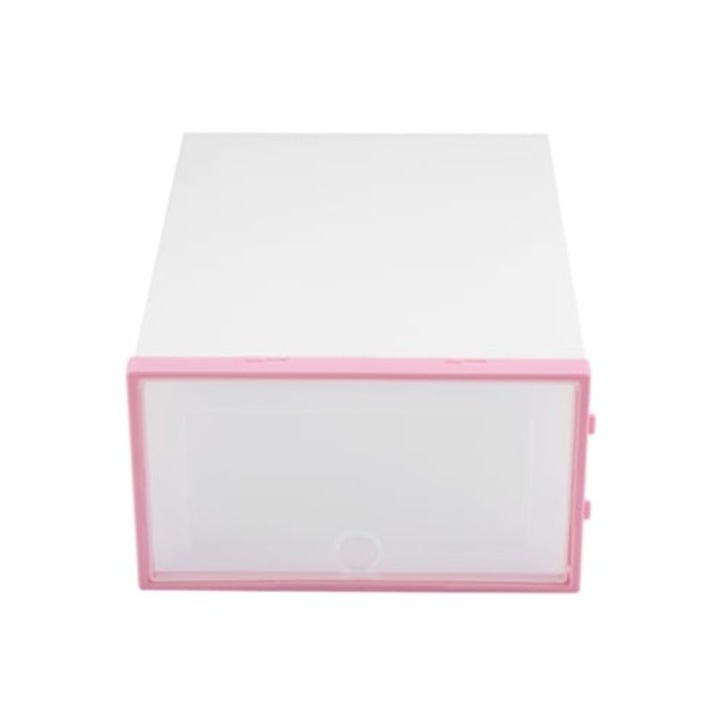 Átlátszó műanyag otthoni rendszerező fiókkal és cipőtartóval, rózsaszín