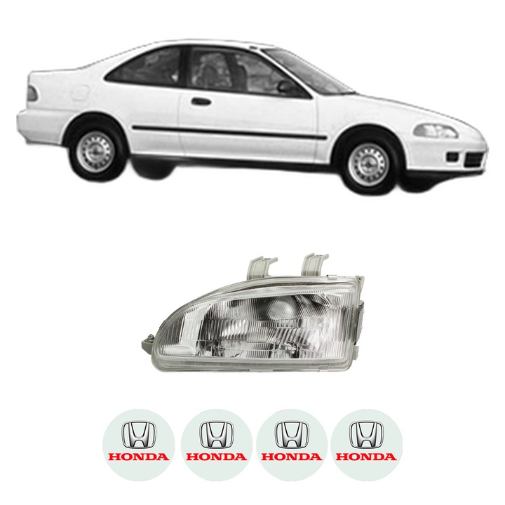 Far Stanga Fata HONDA CIVIC V Coupe (EJ) din 1993-1996, Auto, TYC, 4x Stickere auto cu HONDA
