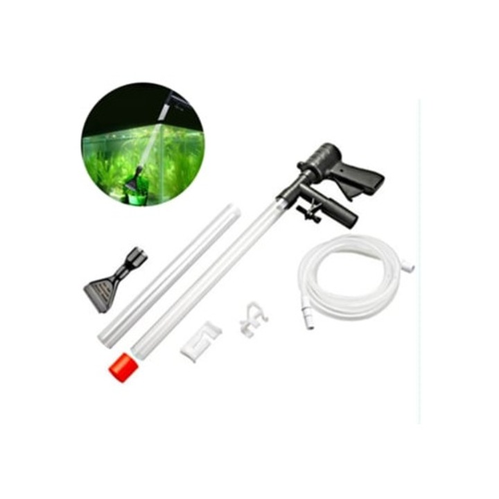 Kit aspirator pietris pentru acvarii, schimbator rapid de apa, design pliabil pentru depozitare compacta