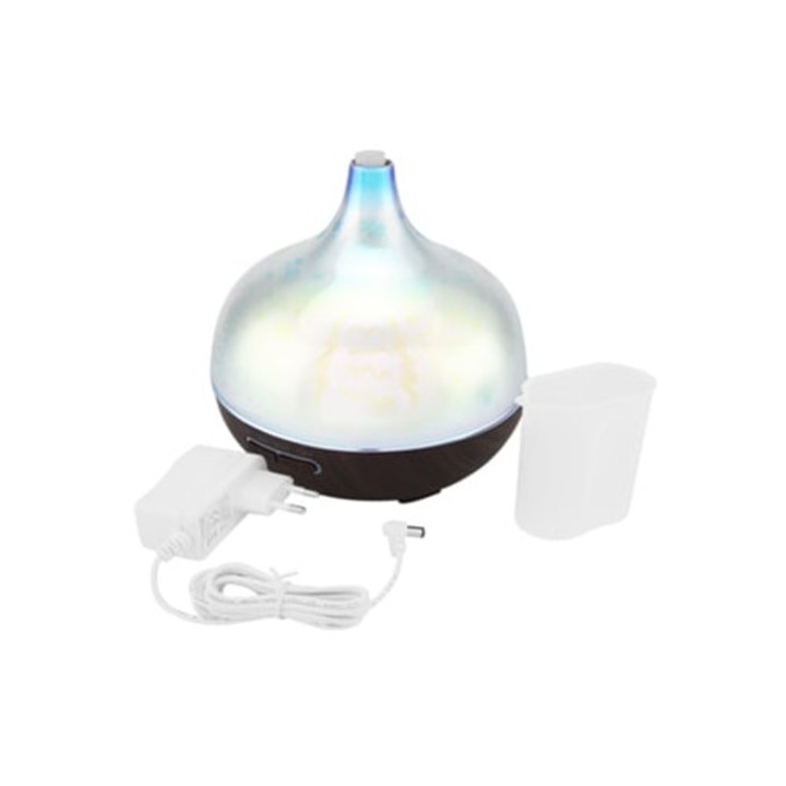 LED-es ultrahangos párásító, 400 ml, 3D illóolaj diffúzor, 110-240V, EU dugó
