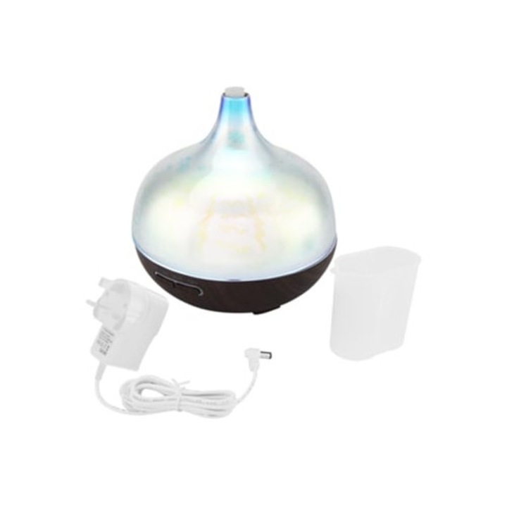 Párásító 400ml LED ultrahangos, 3D illóolaj diffúzor, 110-240V