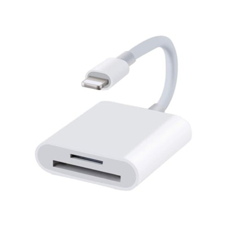 Leitor de card 2 in 1 pentru iPhone, suport slot dublu SD si micro SD, transfer date rapid