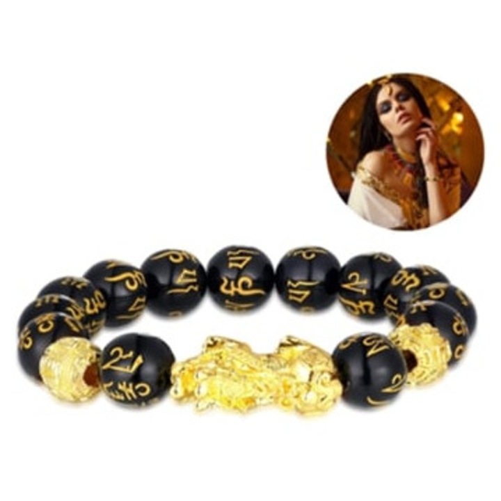 Bratara Feng Shui, design din aliaj placat cu aur