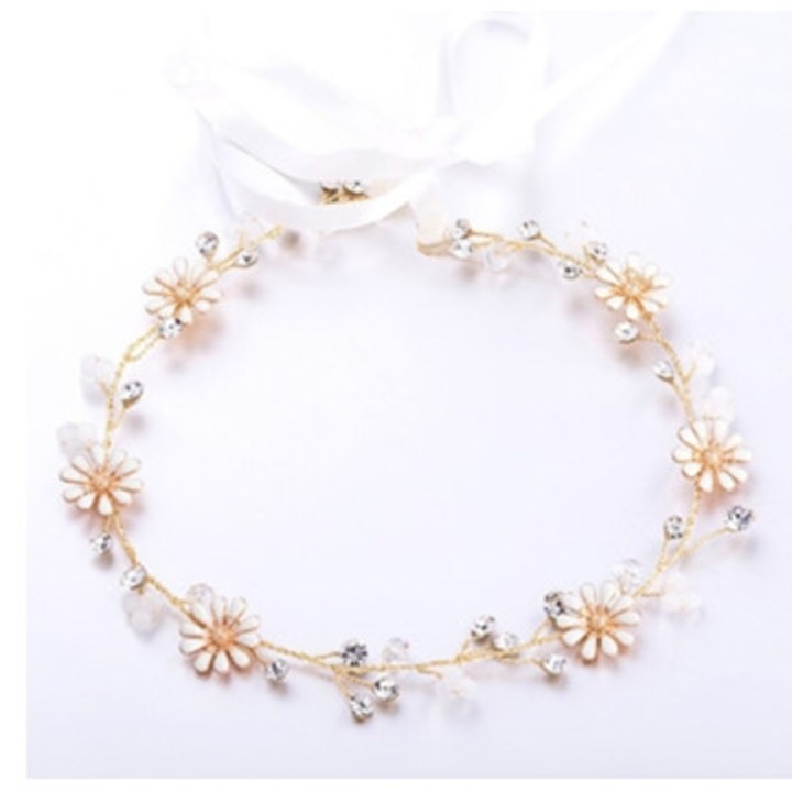 Tiara de mireasa Daisy, accesorii par cu cristale si perle, set pentru petrecere de seara
