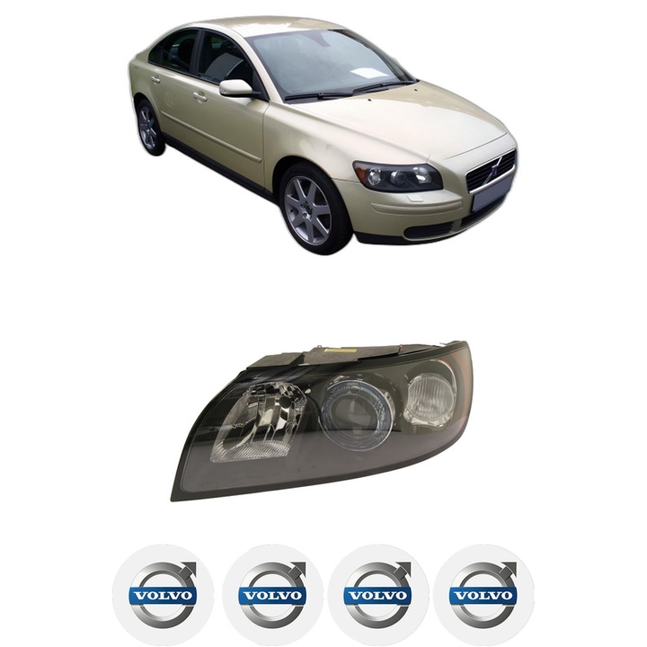 Far Stanga Fata VOLVO S40 II (544) din 2004-2012, Auto, DEPO, 4x Stickere auto cu VOLVO