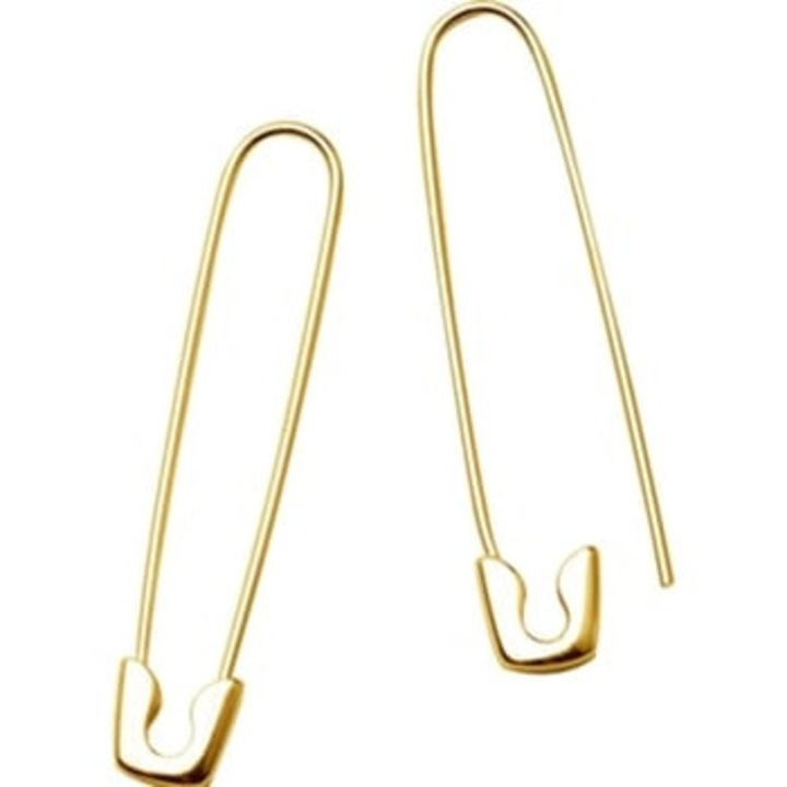 Cercei minimalisti, 14K aur, tip ac de siguranta, auriu