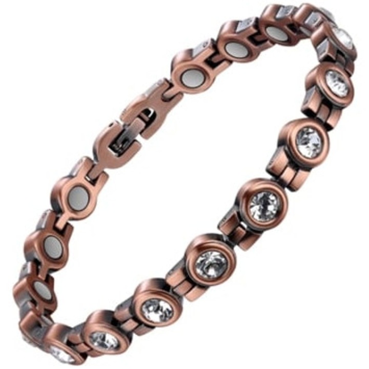Bratara din cupru pur cu cristale stralucitoare