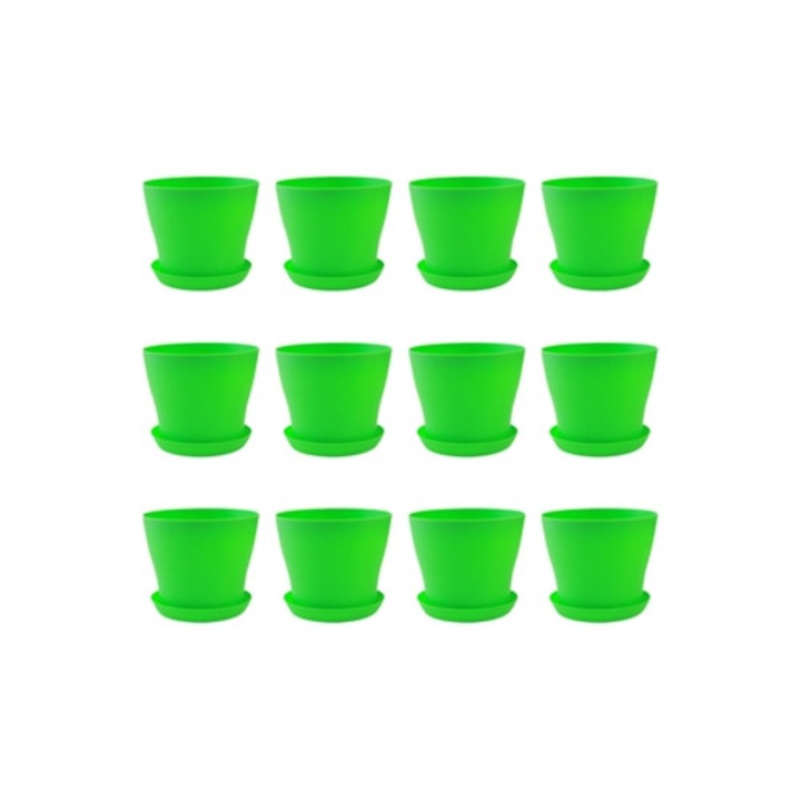 Ghivece rotunde din plastic reutilizabile, design deschis, usoare, rezistente la decolorare, set de 1