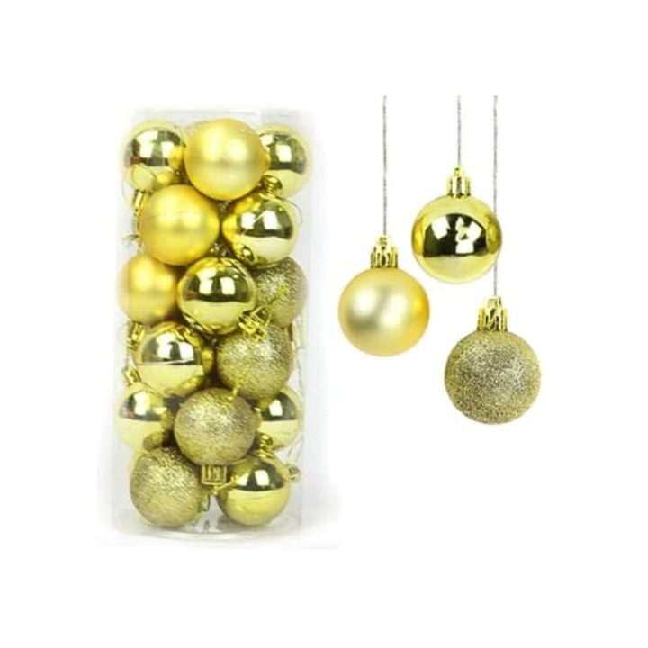 Globuri de Craciun set, multicolor, 6cm, rezistente la socuri, ecologice