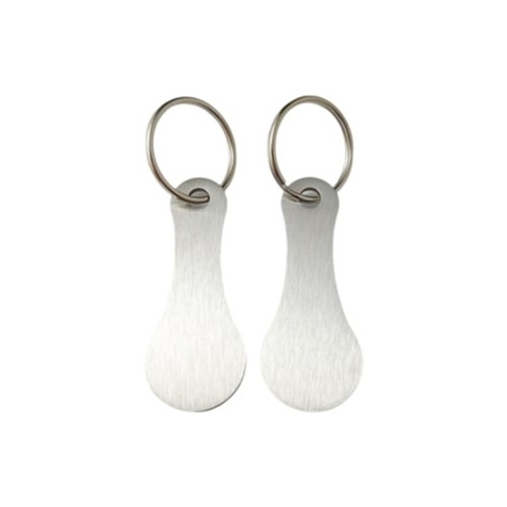 Kulcstartó bevásárlókocsihoz, rozsdamentes acél, szürke, 25 mm