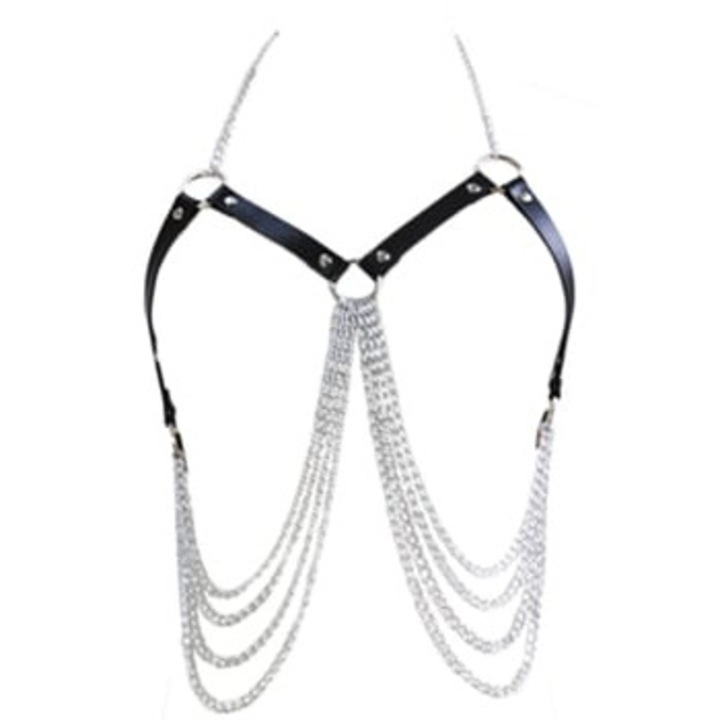 Регулируема чанта за талия, с вериги и пискюли, за жени, пънк модел, регулируема