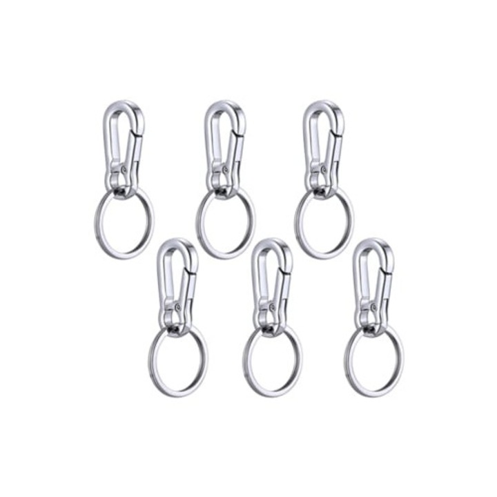 Kulcstartó, karabiner mechanizmus, ezüstszínű, 30mm