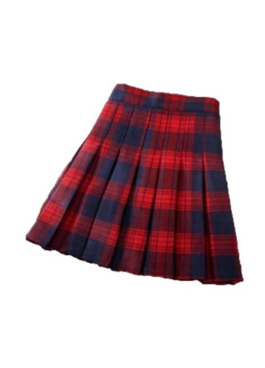 Fusta plisata dama, carouri rosii, poliester, XL INTL