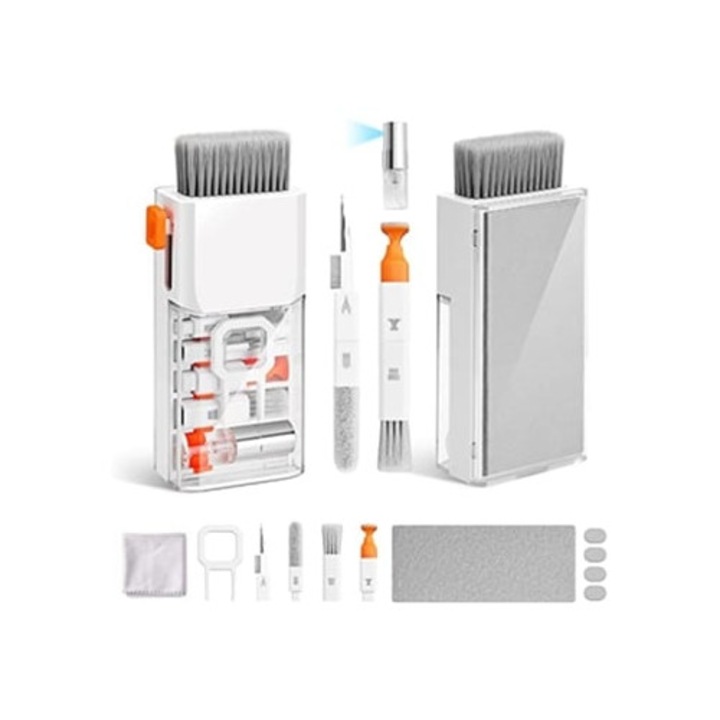 Kit de curatare ecran, tastatura si electronice, perie pentru tableta, computer, monitor, camera, spray inclus