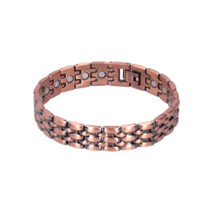 Bratara din cupru pur unisex, ajustabila, design terapeutic magnetic, cu strat protector