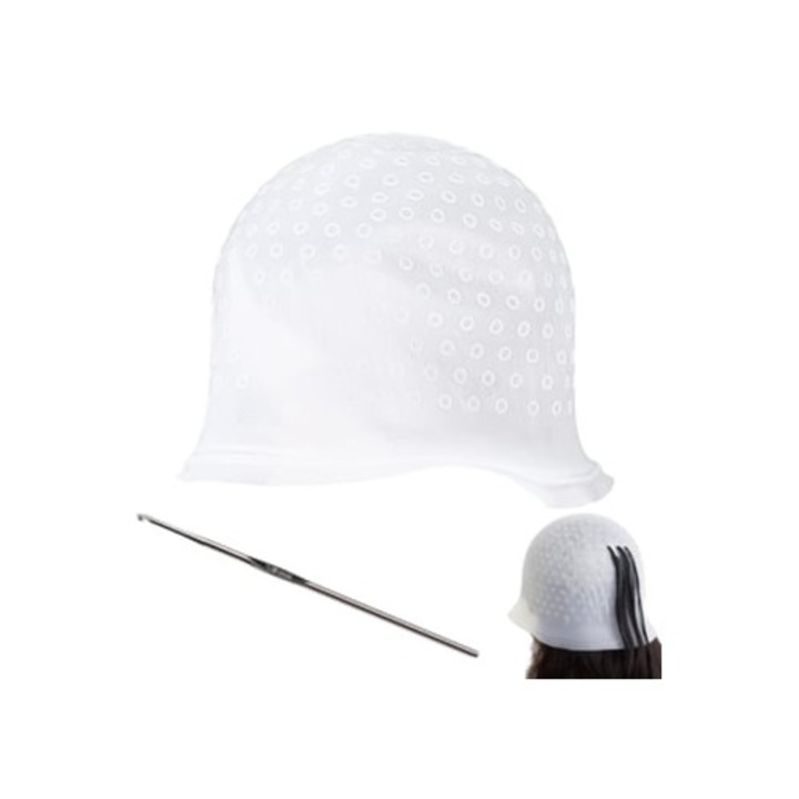 Caciula vopsit par, flexibila, cu perforatii, set pentru utilizare acasa sau profesionala