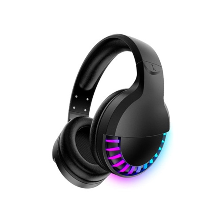 Безжични Bluetooth PC слушалки, микрофон с шумопотискане, HiFi стерео, RGB осветление, черни