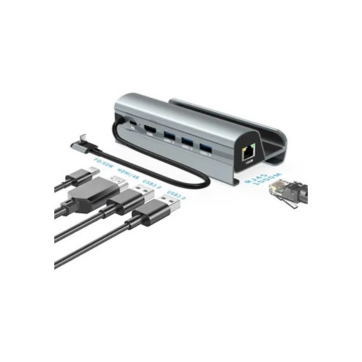 Docking Station 6 in 1 pentru Legion Go/Steam Deck/Rog Ally, HDMI 2.0 4K, 3 x USB-A