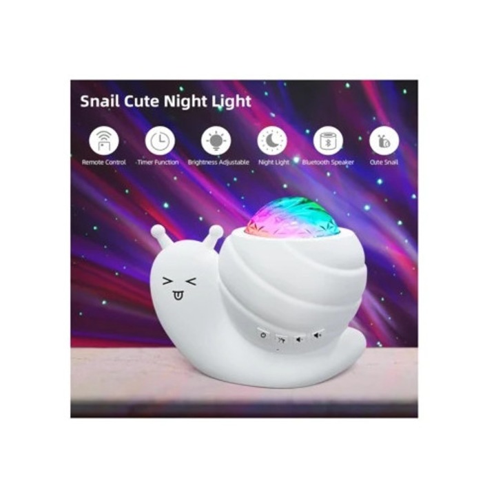 Детска нощна лампа, Звезден проектор, 4 в 1, с Bluetooth високоговорител