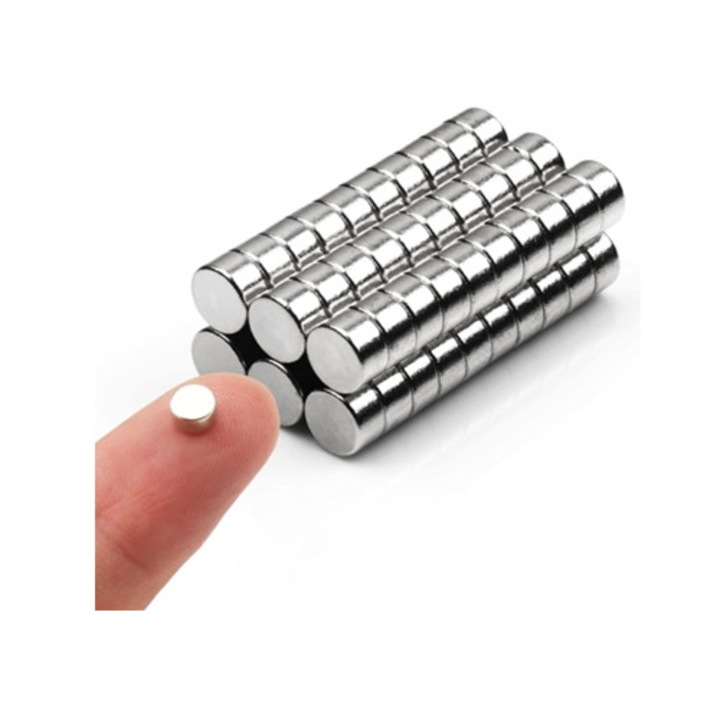 Magneti de frigider, discuri mici, otel nichelat argintiu, set, rezistenti si durabili