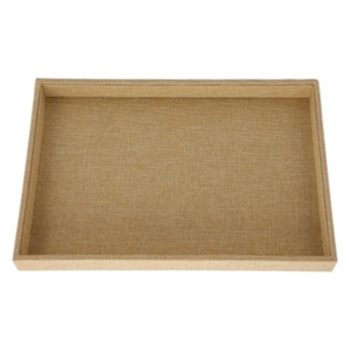 Tava de expunere bijuterii stivuibila, captusita cu in, pentru organizarea bijuteriilor plate, multicolor