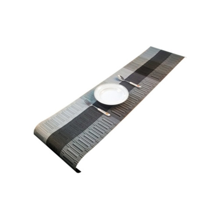 Modern terítő, minimalista csíkos design, többszínű, hosszúkás forma