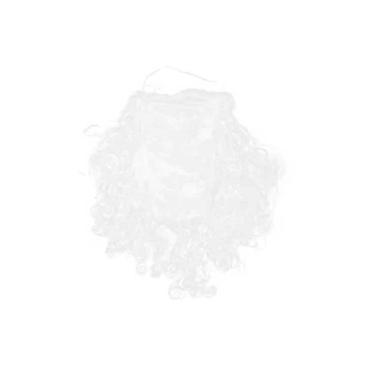 Accesoriu costum Mos Craciun, barba falsa alba amuzanta, ajustabila, lunga si ondulata