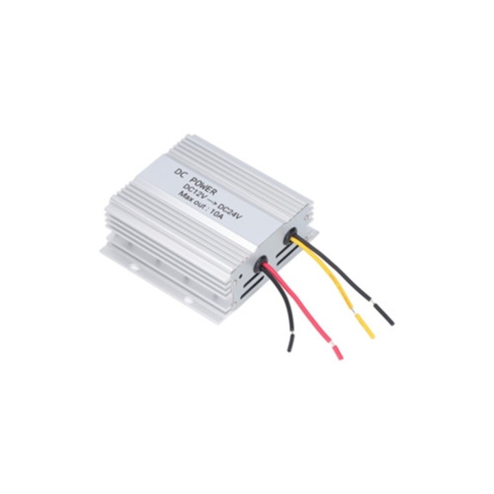 Amplificator auto DC 12V la 24V, 10A, 240W, aluminiu, pentru display LCD