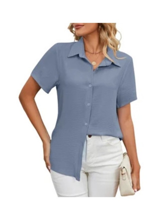 Női hétköznapi ing, poliészter gombokkal, kék, Világoskék