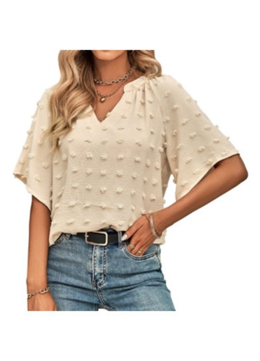 Bluza dama, poliester, buline elvetiene, bej, M INTL