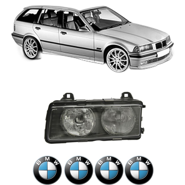 Far Stanga Fata Bmw Seria 3 Touring (E36) din 1995-1999, Auto, DEPO, 4x Stickere auto cu BMW