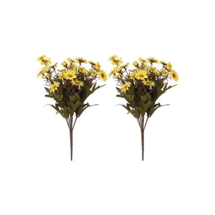 Flori artificiale, galbene, rezistente la intemperii, set pentru decorarea casei
