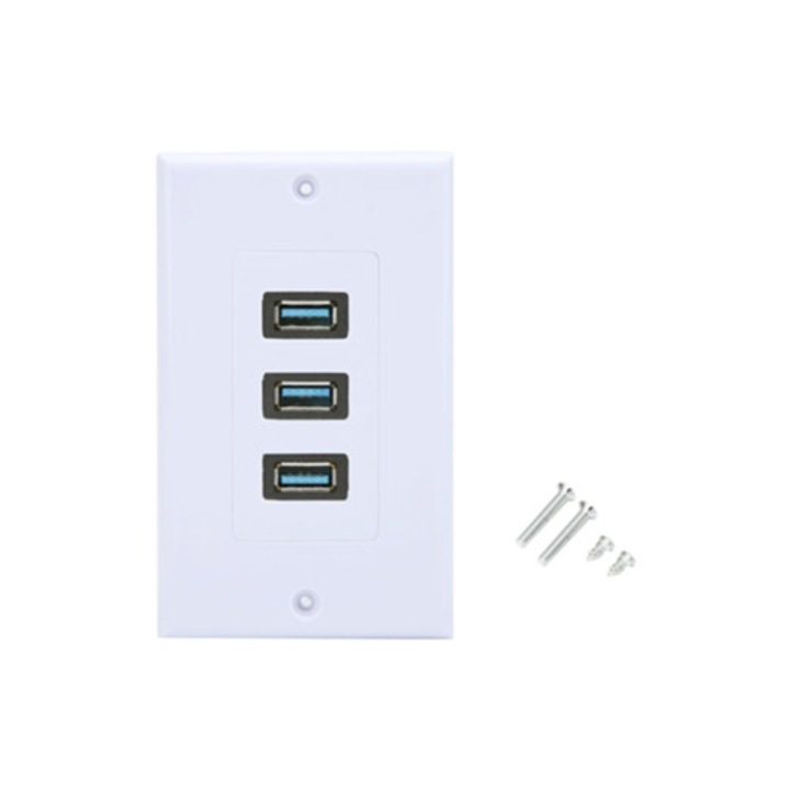 Panou de perete USB 3.0 cu 3 porturi, standard US, pentru hoteluri, birouri, cladiri