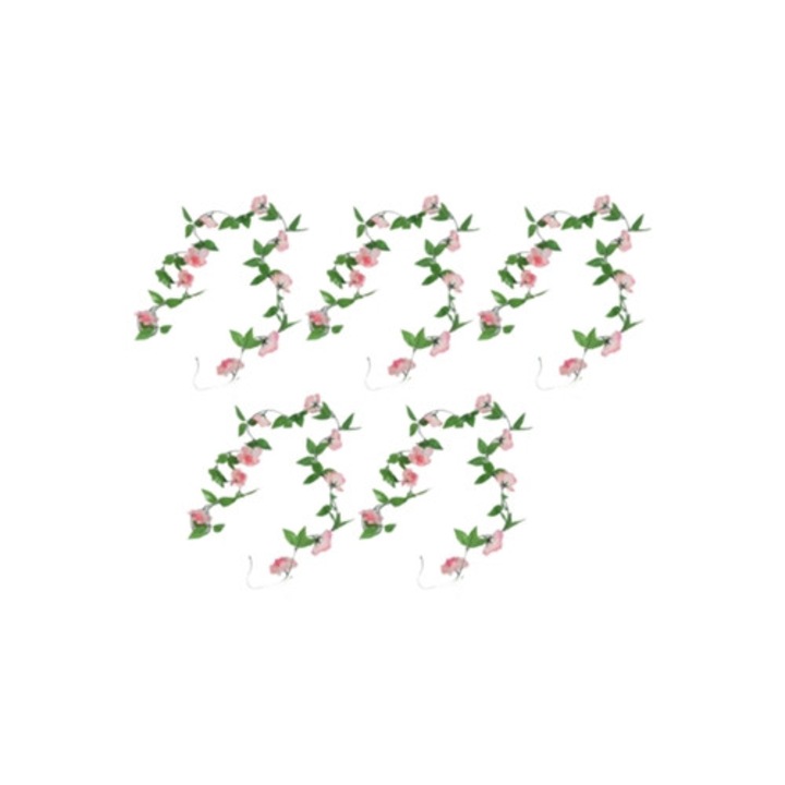 Flori artificiale din rattan cu 9 trandafiri roz pentru decoratiuni de nunta