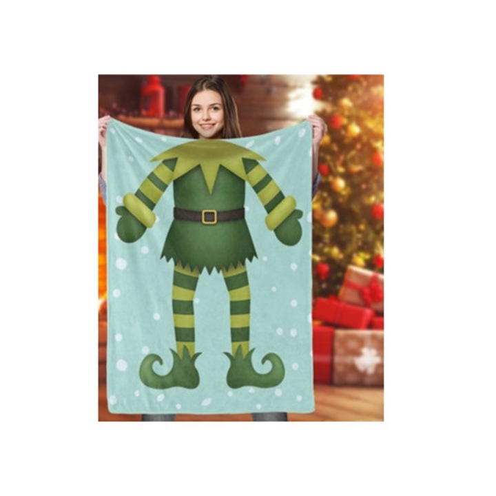 Patura de Craciun moale si confortabila, multicolor, 130x150cm