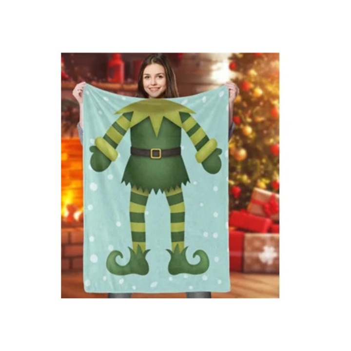 Patura de Craciun moale si confortabila, pentru canapea, usoara, multicolor, 130x150cm