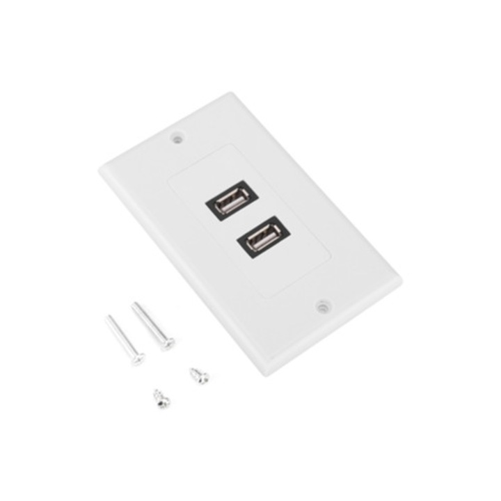 Priza de perete USB 2.0 cu 2 porturi, pentru acasa, birou, hotel