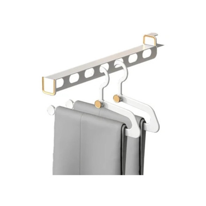 Umerase pentru haine, suport telescopic pentru pantaloni, ajustabil, montare superioara, capacitate mare