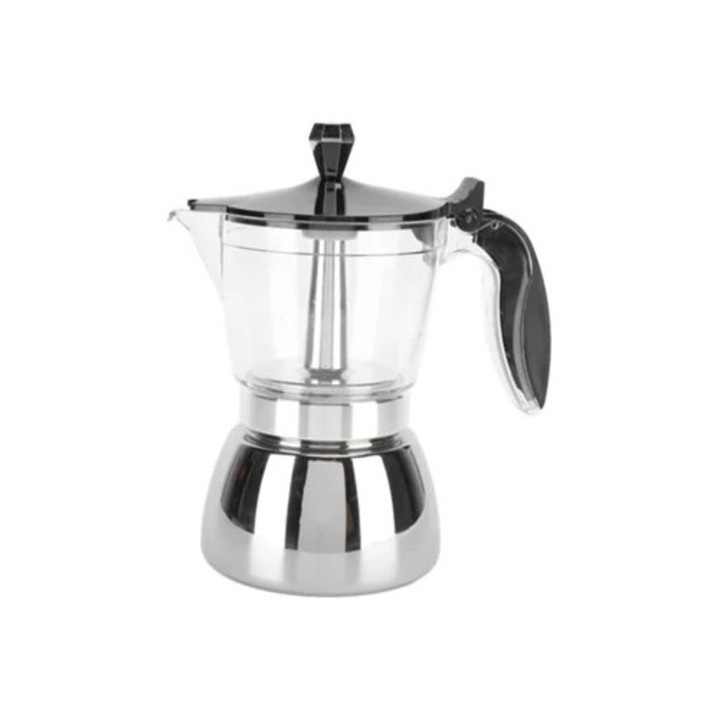 Ibric din otel inoxidabil, design modern, manere rezistente la caldura, transparent, 1L