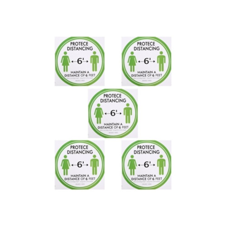 Set 5 Stickere pentru Distantare Sociala, Semne de Marcaj pentru Podea, pentru Scoli, Piete si Spatii Publice