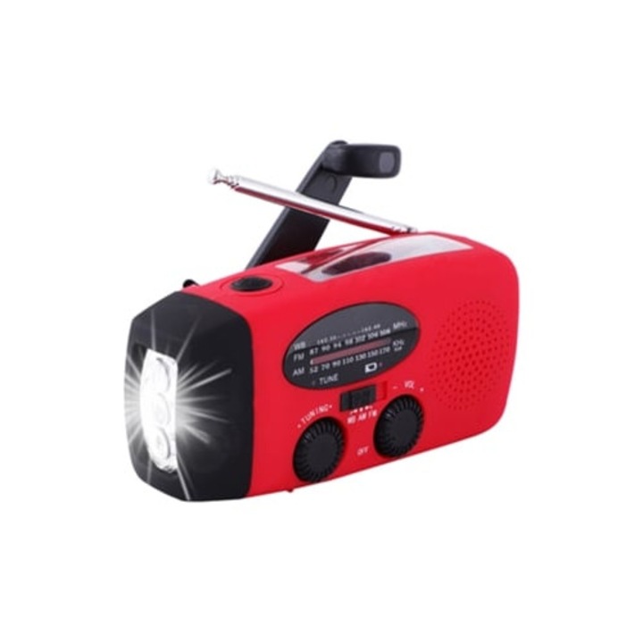 Radio portabil NOAA, kit de urgenta cu power bank de 1000mAh, lanterna solara compacta