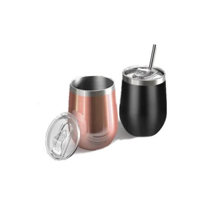 Rozsdamentes acél poharak, 12 oz-os készlet, kávéhoz, borhoz, koktélokhoz, teához