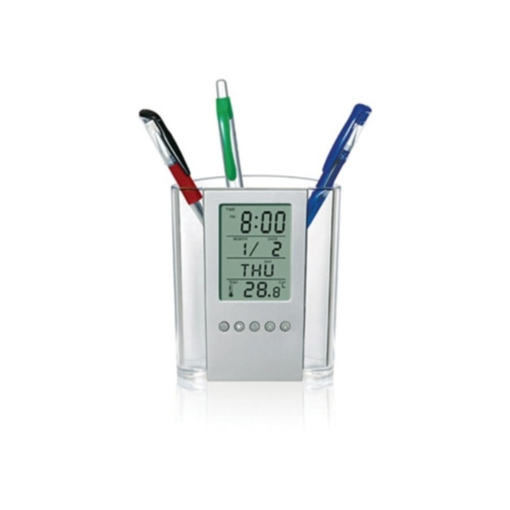 Elegáns asztali rendező, többfunkciós digitális óra, születésnapi riasztás, hőmérséklet kijelző, elemmel működik