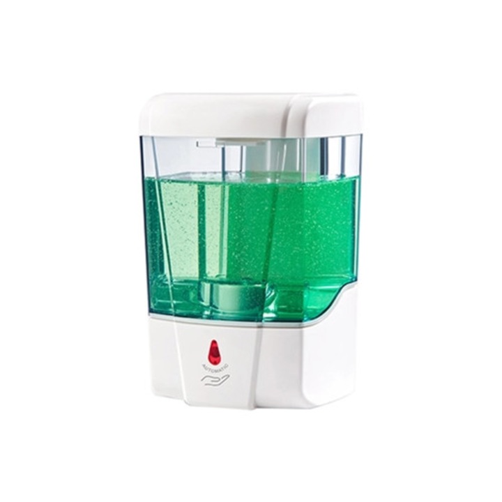 Érintés nélküli automata szappanadagoló, infravörös érzékelő, falra szerelhető, alacsony fogyasztás, modern design